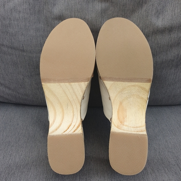 River Island Leather Studded Mules Clogs Cream Bnwot Uk5 Wooden. - Picture 9 of 13